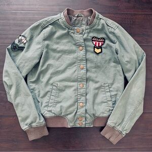 Bethany Mota Cute Top Gun Inspired Green Army Military Bomber Jacket | Size: M